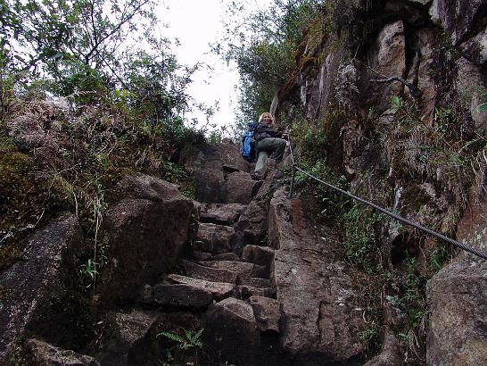 DSC03163.JPG - Takže nám to samozřejmě nedalo a šplháme se na Wayna Picchu, to je ten větší kopec v pravo